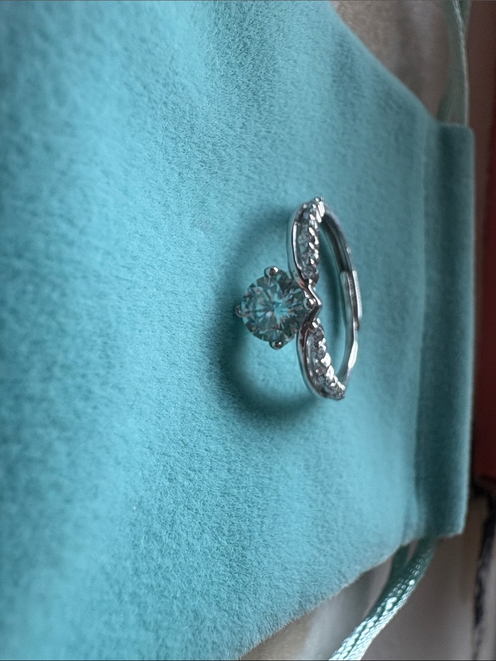 Sterling Silver Blue Gem Solitaire Ring with Accent Stones